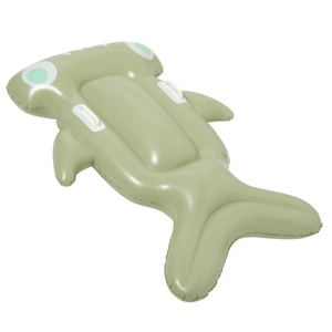Bouée de piscine gonflable en PVC en forme de requin vert 116,5*78*21 CM pour enfants, pour le plaisir aquatique estival en extérieur - Product Image 6