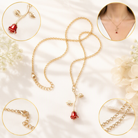 Collier pendentif rose rouge, design floral, bijoux pour femmes, à porter au quotidien, pour une tenue de rendez-vous, cadeau de la Saint-Valentin, livraison rapide