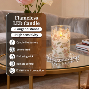 Candele LED a Colonna Grandi a Forma di Rosa, a Batteria, con Telecomando e Timer, ad Alta Efficienza Energetica, Antivento, con Effetto Sfarfallio e Cera Vera, per Ingrosso - Product Image 1