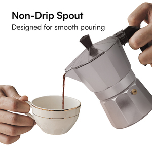 Iconic 6-Cup Stovetop Espresso Maker Portable Silver <span class=keywords><strong>Moka</strong></span> <span class=keywords><strong>Express</strong></span> Pot Real Italian Coffee Maker en Aluminio Metal - Product Image 6
