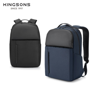 Kingsons Men's <b>Backpack</b> 20-35L Waterproof Business Travel Computer Bag Solid Color Splicing Design <b>Black</b> And Blue - Product Image 1