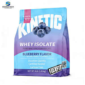 Sacs à fond plat de qualité supérieure à huit soudures latérales pour emballage de poudre de collagène et de suppléments protéinés, bonne barrière - Product Image 1