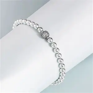Beads & Pave Bracelet S925 Pulsera de plata 925 Sterling Silver Plated BOHEMIA Zircon Chain & Link Bracelets Bldnysp