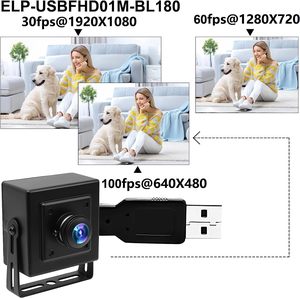 ELP-cámara web 170 grados 1080p, lente ojo de pez gran angular, minicámara USB 2,0 para máquina de asistencia, máquina de juego de pinball <span class=keywords><strong>Virtual</strong></span> - Product Image 2
