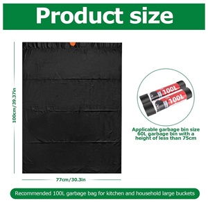 <strong>Bin</strong> Bags 100 L Extra Strong, <strong>Bin</strong> <strong>Liners</strong> with Practical Drawstring Kitchen <strong>Food</strong> <strong>Waste</strong> Bags Black Garbage Bag with Drawstring