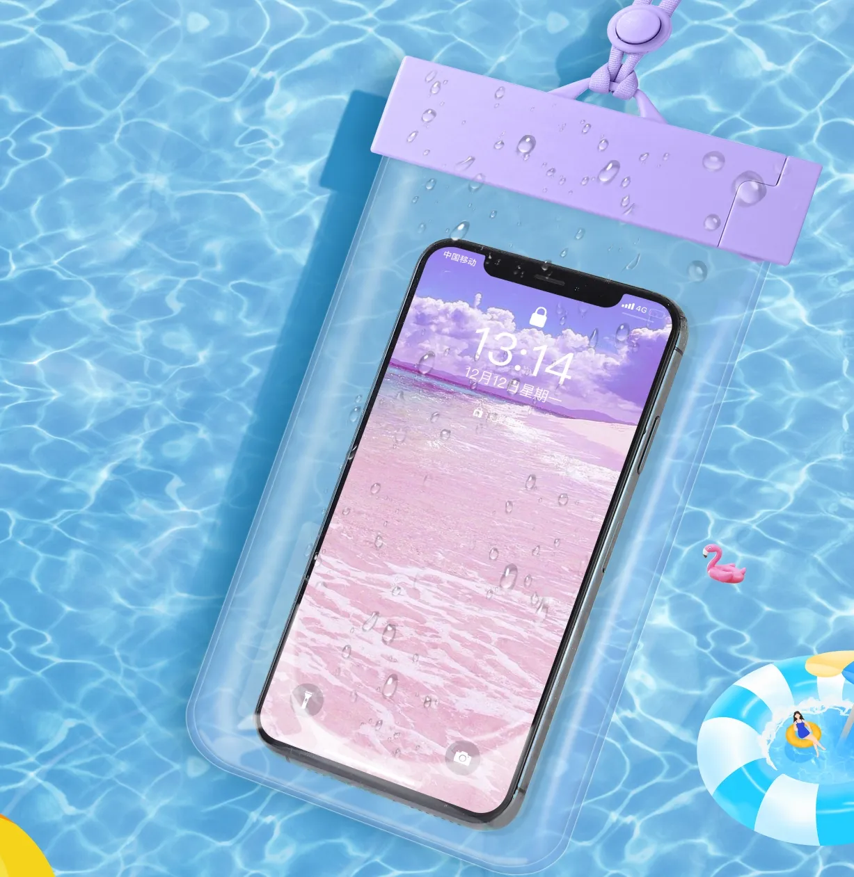 Waterproof Mobile Phone Bag Case Pouch Cover Underwater Cell with Cotton PVC elastic rope Waterproof Bag In Swimming Surffiing
