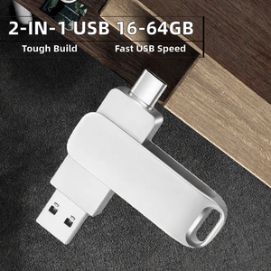 2 в 1 Серебряный ключ с логотипом USB 3,0 флэш-накопитель на заказ металлическая упаковка 16 ГБ карта памяти с лазерными гаджетами флешка - Product Image 2