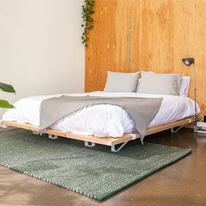 Cadre de <span class=keywords><strong>lit</strong></span> mural modulaire moderne CenturyArt Evolve Panel avec placage en bois naturel et supports en acier finis, respectueux de l'environnement - Product Image 6