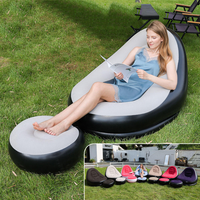 Canapé gonflable portable confortable et durable en PVC floqué avec repose-pieds et dossier séparés pour jeux en extérieur dans la cour