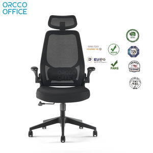 Silla de Oficina Ergonómica Moderna Orcco con Respaldo Alto de Malla, Reposabrazos Abatibles y Base Giratoria de Plástico - Product Image 3