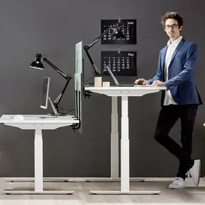 高品质工厂现代办公家具，带电动高度可调桌腿坐式办公桌人体工学