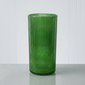 Handmade Straight Vertical Design Ribbed Colored Glass <b>Hurricane</b> Heat Resistant <b>Candle</b> Holder - Product Image 2