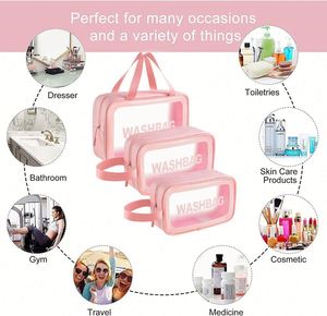 Bolsas de Cosméticos Transparentes de PVC Rosa, Impermeables, para Viaje, Champú, Ropa, Mujeres y Niñas - Product Image 4