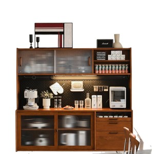 Solid Wood <b>Sideboard</b> Retro Style Wall Mounted Tall Cabinet Nordic Japanese Vintage Wine Storage Tea Cabinet <b>Kitchen</b> Dining Room - Product Image 5