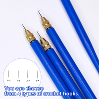 Crochet à Manche Bleu en Gros pour Fabrication de Perruques en Dentelle, Outils d'Extension Capillaire en Plastique et Accessoires de Perruques