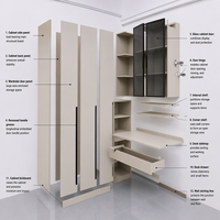 Armoire moderne beige en MDF avec étagères ouvertes et tiroirs, coiffeuse, mobilier de chambre OEM ODM