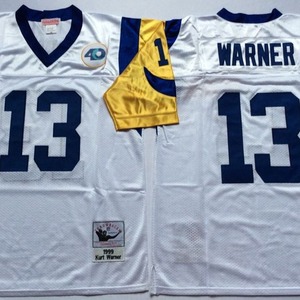 เสื้อฟุตบอลลอสแอนเจลิส แรมส์ วอร์เนอร์ 13 สีขาว แบบย้อนยุค ปักลาย NFL ชุดกีฬาผู้ชาย - Product Image 1