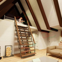 Villa de Luxe Préfabriquée en Bois 60㎡, Cabine Triangle avec Mezzanine, Prix Abordable, Maison de Campagne