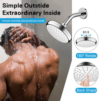Douche de plafond en plastique ABS chromé 2025, finition chromée, 6 pouces, design moderne, pomme de douche pluie pour salle de bain