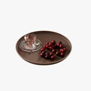 Bandeja de Servir Redonda de 30 cm con Imitación de Grano de Madera para Tazas de Té, Frutas y Uso Doméstico - Product Image 1