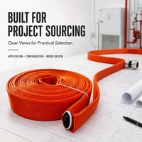 Tuyau d'incendie simple en polyester doublé PVC orange pour distribution d'eau par hydrant et pompe avec raccord