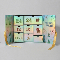 Boîte à tiroirs vide pour calendrier de l'Avent à double porte, doublée d'éponge, impression personnalisée, pelliculage mat, boîte cadeau en carton haut de gamme