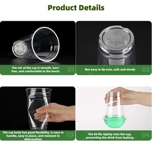 Vasos Desechables de Plástico con Tapas para Bebidas Frías, Material PET <span class=keywords><strong>Transparente</strong></span> Premium para Servicio de Café Frío en Cafeterías - Product Image 4