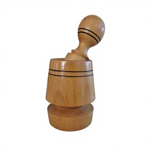 Wooden Mortar Pestle Set Handcrafted Durable Eco-Friendly <b>Herb</b> Spice <b>Grinder</b> Manual Food Grade Wood Bowl Matching Pestle Hand - Product Image 1