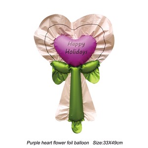 Happy Holidays Love Flores grandes con flores Ramo de globos de papel de aluminio para decoración de fiestas - Product Image 6