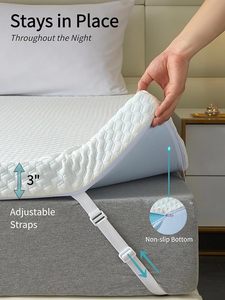 Làm mát Gel Bộ nhớ bọt Nệm <span class=keywords><strong>Topper</strong></span> mật độ cao bọt có thể gập lại vua nữ hoàng Kích thước giường nệm <span class=keywords><strong>Topper</strong></span> - Product Image 4