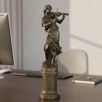 Sculpture en résine et métal, trophée, décoration d'intérieur, sculpture moderne en métal moulé, figurine grandeur nature, sculpture en bronze, statue de femme avec lampe, moulage