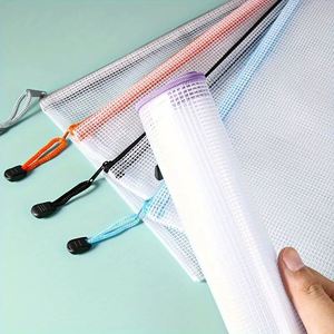 Custom Large Capacity A4 PVC File Bag Thickened Mesh Folder Pattern <b>Document</b> Storage Bag Students Tests Papers Zipper Pouches - Product Image 5
