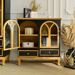 Arched Glass Door French Design Modern Accent Home Dining Living Room Furniture Solid Wood Cabinet 2 <b>Storage</b> <b>Drawers</b> Durable - Product Image 3