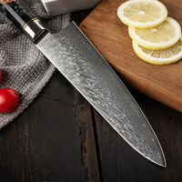 Ensemble de couteaux en acier Damas 9 pièces pour cuisine : Chef, Santoku, Pain, Éplucheur, Désosseur, Utilitaire, avec manche en bois et résine, professionnel