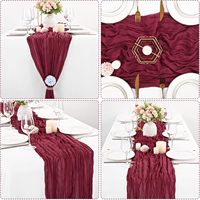 Chemins de Table de Noël 6ft 10ft Bourgogne Gaze Étamine Chemin de Table Mariage Banquet Fête Vacances Dîner Chemin de Table