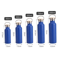 Bouteille d'eau à large ouverture en acier inoxydable à double paroi, thermos sous vide avec couvercle en bambou, pour le camping et les sports, blanc/vert