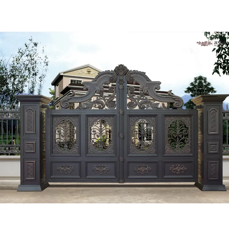 Cancello principale della casa di design del cancello in metallo europeo verniciato a polvere decorativo