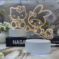 Lampe de nuit LED en acrylique, illusion 3D, blanc chaud 2700K, commande par bouton, USB, intensité réglable, lampe de chevet, décoration de bureau