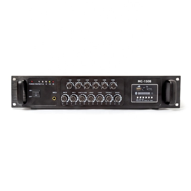 150w Public Address Background Music System 6 Zone Amplifier with Mic Priority
