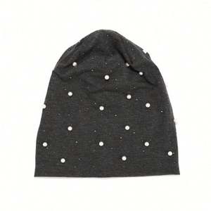 Nouveau bonnet slouchy pour femme avec perles et strass, idéal pour l'automne et l'hiver, style mode extérieur - Product Image 4