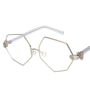 Maidis Hexagonal Eyeglasses Frames Gold Pearl Nose Pads Women Fashionable Full Frame Glasses - Product Image 5