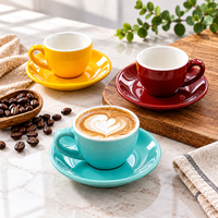 Ensemble tasse et soucoupe à expresso en porcelaine personnalisable Kingze pour café, hôtel, restaurant, barista, service à domicile, tasses à café Demitasse