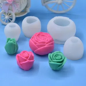 Various Sizes Flower Shape 3D Scented Candle DIY Silicone Mould Fondant Cake Silicone Candle Mold For Home Decor