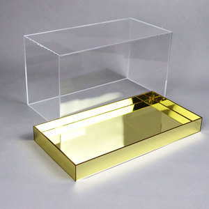 Tùy chỉnh bán buôn đám cưới trong suốt Acrylic hiển thị Hộp quà tặng bánh hoa hồng rõ ràng Acrylic hiển thị trường hợp với vàng gương cơ sở - Product Image 2