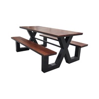 Table de pique-nique de patio Banc d'extérieur Table et chaises de salle à manger Chaises en bois plastique Banc de jardin