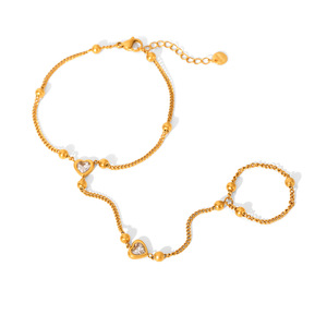 MW Zircon <strong>Beads</strong> Chain <strong>Bracelet</strong> PVD 18k <strong>Gold</strong> Plated Stainless Steel Chain Finger <strong>Bracelet</strong> Wholesale Stainless Steel <strong>Bracelets</strong> - Product Image 5