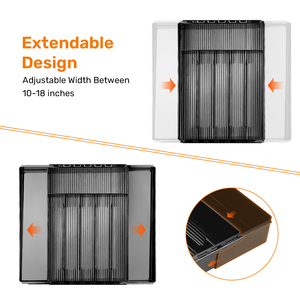 Organisateur de tiroir extensible réglable en acier inoxydable, qualité alimentaire sans BPA, rangement multifonctionnel pour ustensiles de cuisine - Product Image 3