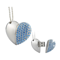 Memoria USB en forma de corazón 32GB 64GB 128GB Crystal Love Shape Pendrive 4GB 8GB 16GB Diamond Jewelry Usb Flash Drive