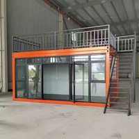 Maison Conteneur Préfabriquée Extérieure à Étage Simple et Double, Conteneur de Vie Modulaire avec Escalier