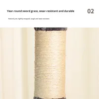 Arbre à chat moderne de luxe, tour du sol au plafond, poteau en sisal épaissi stable, multifonctionnel, cadre d'escalade minimaliste pour chat, carton